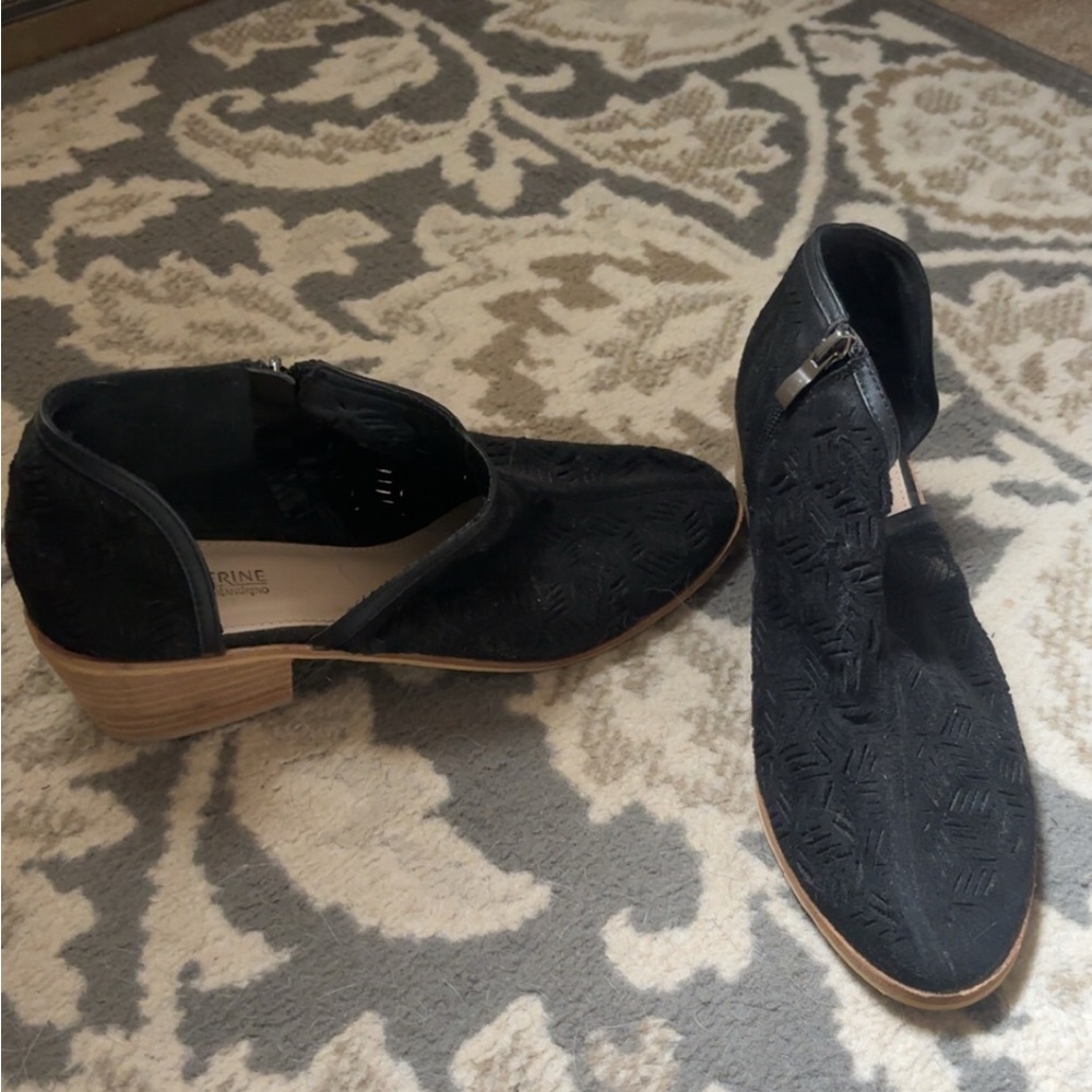 Black Ankle Boots with Wooden Heel
